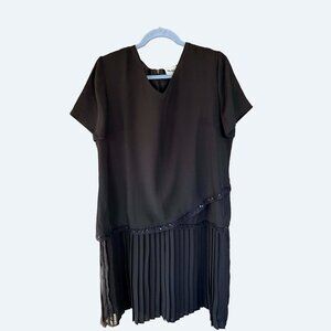 Anthony Richards Black Drop Waist Cocktail Dress Vintage 1990s Flapper plus